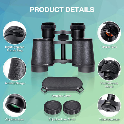 10x25 High Powered Binoculars for Adults, Waterproof Compact Binoculars with Low Light Vision for Bird Watching Hunting Football Games Travel Stargazing Cruise with Carrying Bag