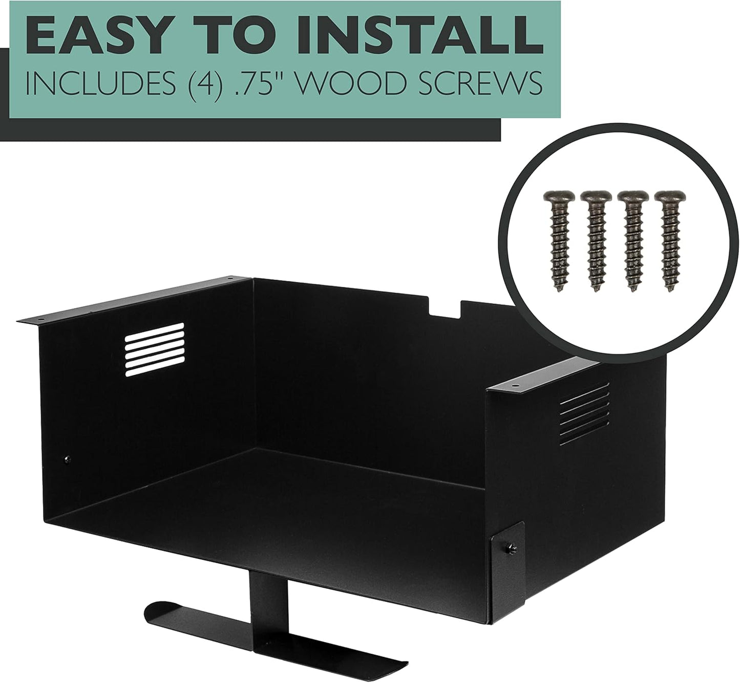 Ilyapa Under Desk Mount, Steel CPU Under Desk Computer Mount with Vents for Home Office Storage, Gaming Console Shelf - 2.8 x 8.1 x 8.5