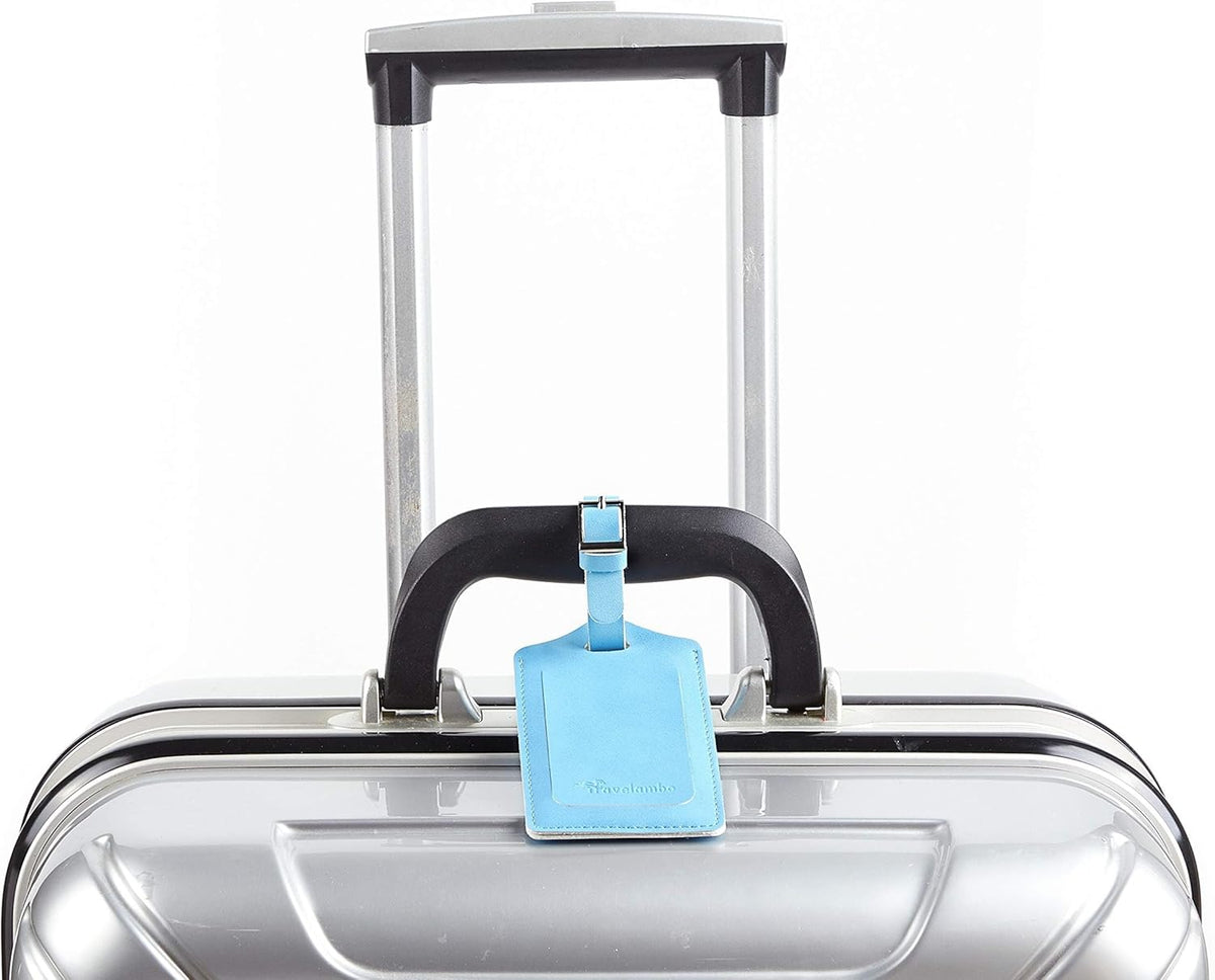 Travelambo Luggage Tags for Suitcases PU Leather Travel Tags Bag Tags Privacy Protection Travel Essentials