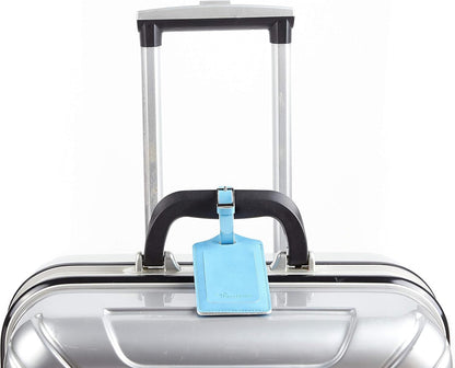 Travelambo Luggage Tags for Suitcases PU Leather Travel Tags Bag Tags Privacy Protection Travel Essentials