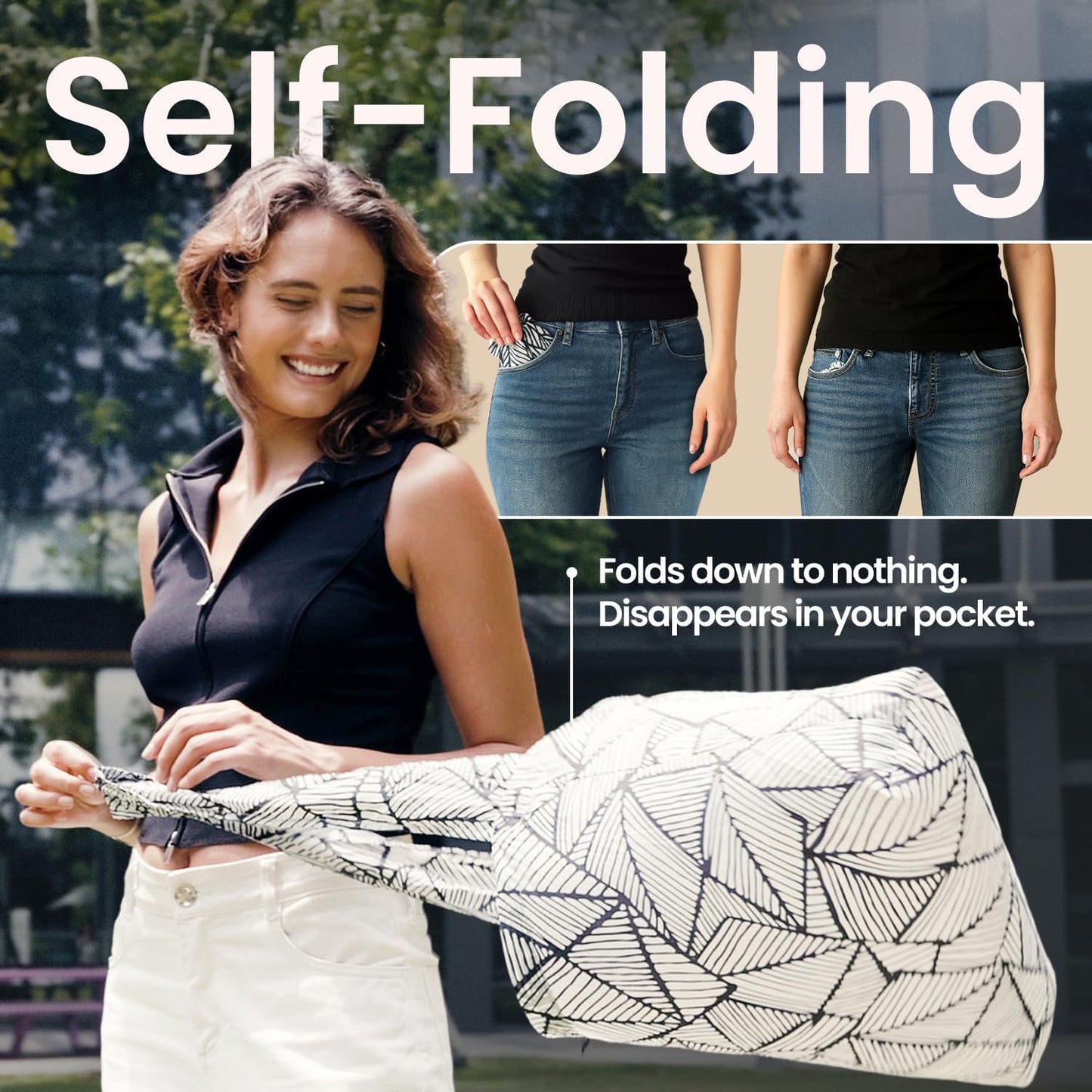 Nanobag Ultra-Lightweight Foldable Sling for Women & Men, Reusable Grocery & Travel Bag, Packable Collapsible Compact Market Crossbody (Sling Psychedelic)