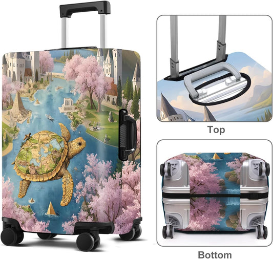 Turtle Luggage Cover Washable Suitcase Protector Anti-Scratch,Stretchable Fit for 20-34Inch Luggage Durable Travel Bag Cover with Zipper Closure (M(24-26inch suitcase))