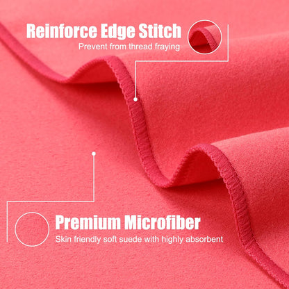 Quick Dry Travel Towel, 3 Sizes 1 Pack Camping Microfiber Towel, Lightweight Fast Drying Towels Set 60"x30", 30"x15", 15"x15" w/Bag for Gym, Beach, Hiking, Swimming, Red