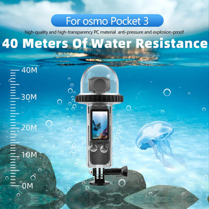 40M (131ft) Osmo Pocket 3 Underwater Dive Case Housing Protective Housing Shell for DJI Osmo Pocket 3 Waterproof Accessories-Transparent