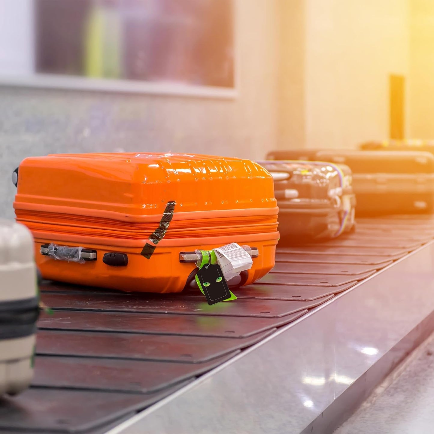 2 Pack Evil Eyes Luggage Tag for Suitcases Green Cat Eyes PU Leather Bag Travel Suitcase ID Identifier Baggage Tags for Women Men Travel