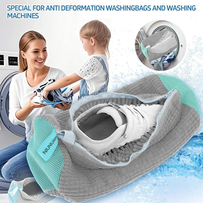 Shoe washing machine bag,Sneaker Laundry Bag for Shoes, Reusable and Durable Shoe Laundry Bag for Washer and Dryer,Suitable for cleaning shoes, gym, tennis, basketball, shoe storage (Grey -2 pieces)
