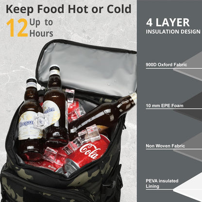 Tactical Backpack Cooler, 25L Cooler Backpack Insulated Leak-Proof, Heavy Duty Large Lunch Backpack, Waterproof Ice Chest Backpack for Men Women Adults Work Daytrip Camping Beach Hiking Accessories