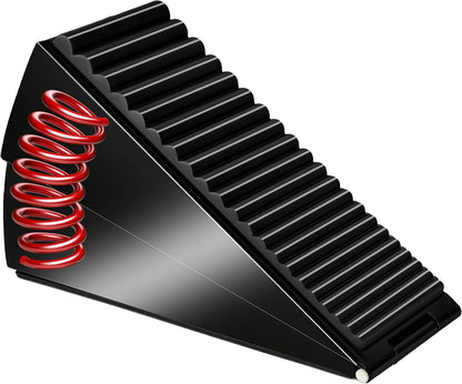 Large Heavy Duty Door Stoppers, Premium Spring Door Stopper for Bottom of Door, Adjustable Large Rubber Stoppers Wedge with Metal, Door Stop Suits Any Heavy Door (Black-0ne)