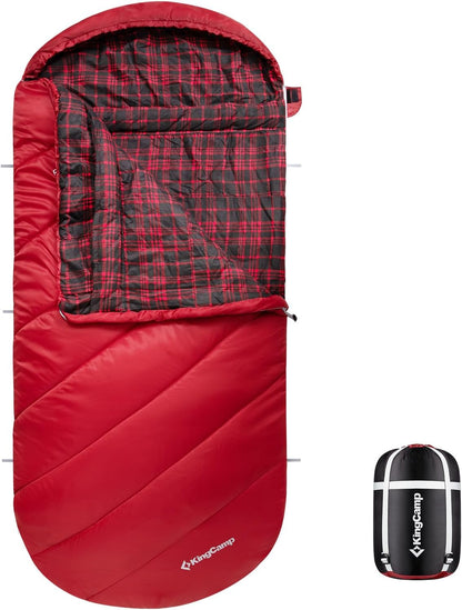 KingCamp Sleeping Bag for Adults, Cold Weather & Warm Extra Wide Big & Tall XL Portable Waterproof Flannel Sleeping Bags, Essentials Gear Accessories for Camping Backpacking Hiking Indoor & Outdoor