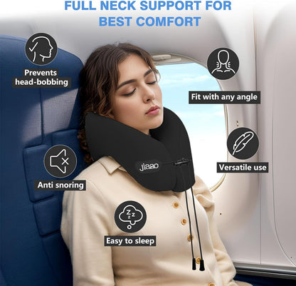 Travel Pillow, Neck Pillow Airplane, Plane Pillow Memory Foam Travel Neck Pillow with 360° Head and Neck Support, Portable Travel Essential Suitable for Airplane, Car, Train, or Bus Trip