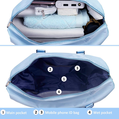 Travel Duffle Bag, Waterproof Sport Tote Gym Bag for Women Men, Overnight Weekender Carry On Bag with Wet Pocket