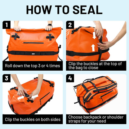 MIER Large Waterproof Duffel Bag Rolltop Dry Backpack Duffle Bags for Kayaking, Rafting, Boating, Swimming, Camping, Travel, Gym, Beach, 60L/80L