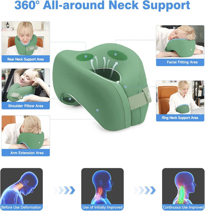 Travel Neck Pillow, Memory Foam Travel Pillow, Includes 3D Eye Masks, Earplugs, and Storage Bag, U-Shaped Napping Pillow for Airplanes, Cars, Trains, Home