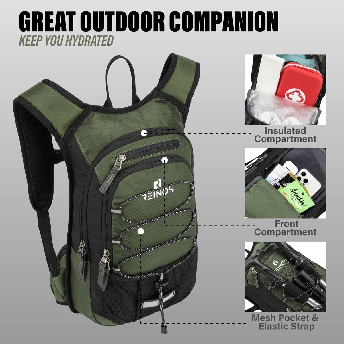 Hydration Pack Backpack with 3L Water Bladder for Men & Women, Hiking Daypack with Thermal Insulation | Running, Cycling, Camping, Skiing, Outdoor Activities