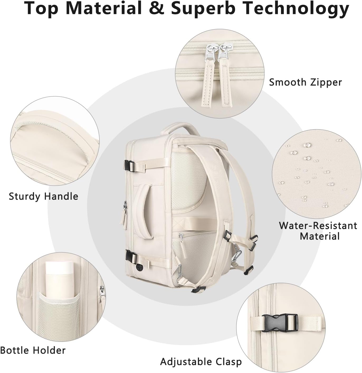 Travel Backpack for Women, Large Carry On Backpack for Travel, Waterproof Backpack Personal Item, Backpack for Women, laptop backpack 17.3 inch, College Bag Casual Daypack, Beige