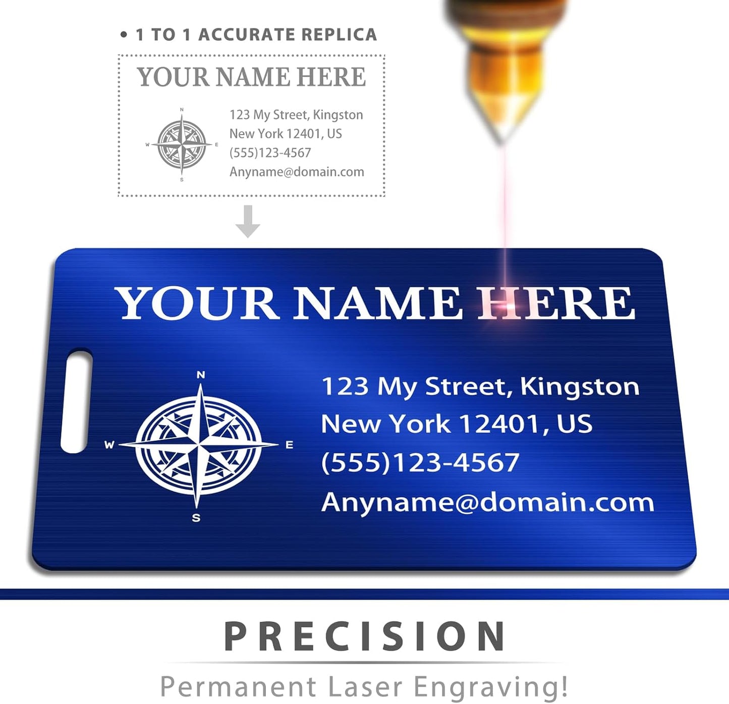 Personalized Luggage Tags for Suitcases (2/4/6/8 Pack) - Custom Engraved Metal Travel Tag, Customizable Pattern/Name/Text for Bags Backpacks Suitcases