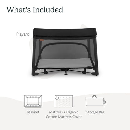 UPPAbaby Remi Playard | Deluxe 3-in-1 Portable Playard, Bedside Bassinet + Travel Crib| Mesh Bassinet, Mattress, Organic Cotton Mattress Cover + Storage Bag Included | Jake (Charcoal)