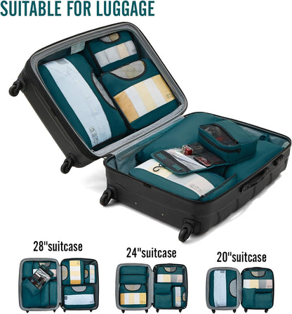 Veken 8 Set Packing Cubes for Travel Essentials, Suitcase Organizer Bags in 4 Sizes, Carry-On Luggage Accessories with Large Laundry & Hanging Toiletry Bag, Must-Have for Airplane, Road Trip & Camping