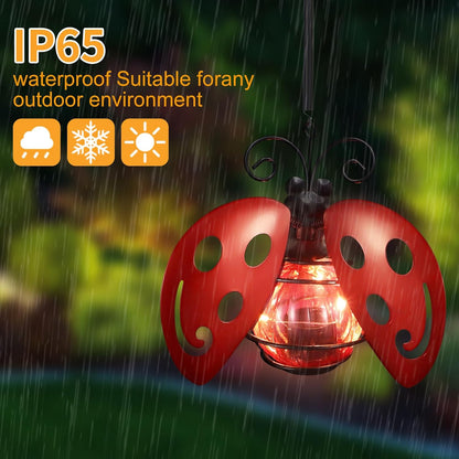 2 Pack Lady Bug Solar Outdoor Hanging Lantern Creative Small Sculpture Lights Durable Waterproof Lamp Suitable for Festivals Garden Decor Birthday Gifts for Grandma Mom Women Girl