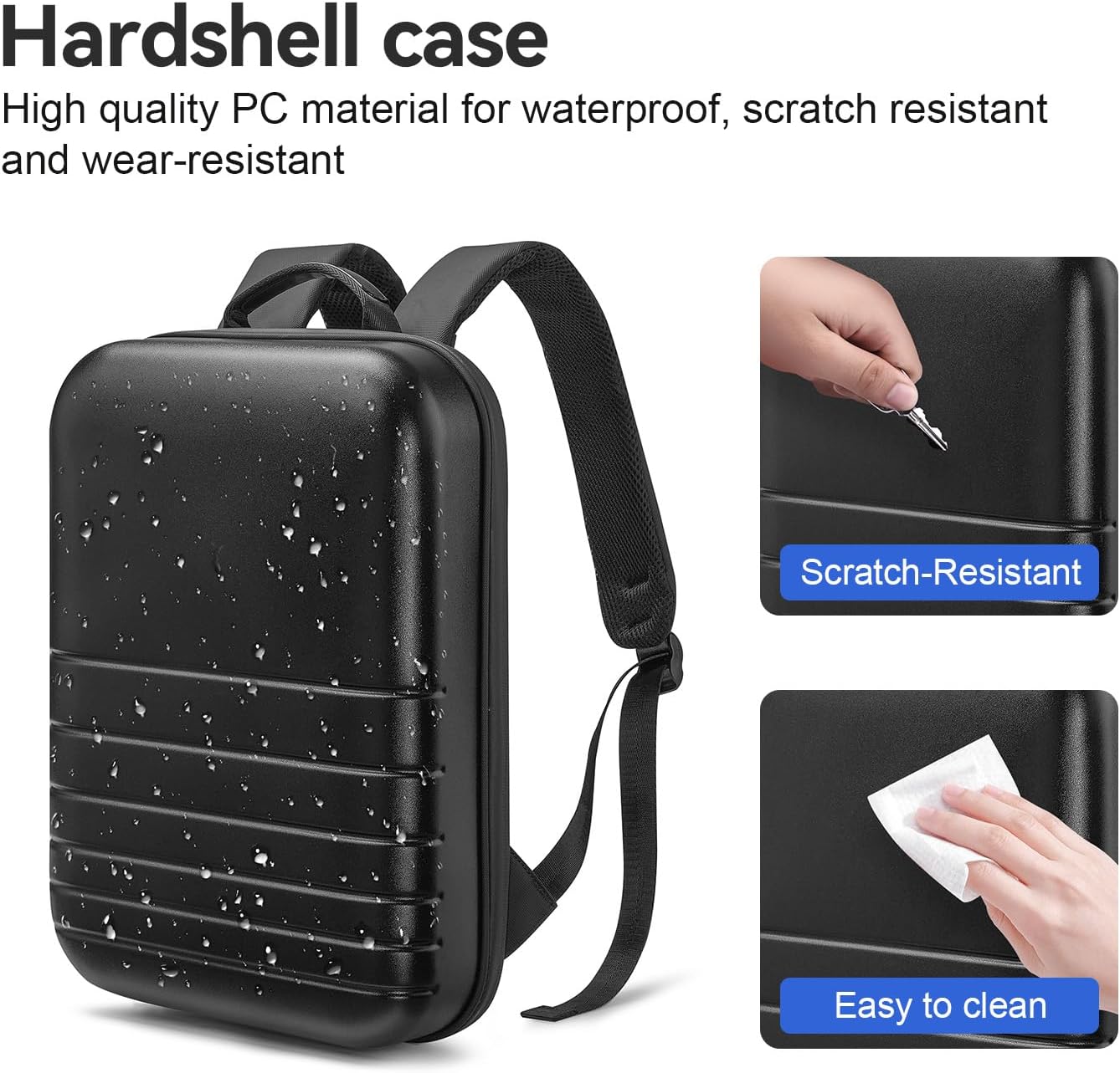 SOKOK Carry On Travel Backpack Waterproof Business Backpack with Laptop Compartment, Slim Hardshell Computer Backpack for Men and Women, Black