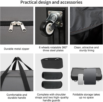 Expandable Foldable Luggage, 42'' Suitcase With Spinner Wheels, Rolling Duffle Bag with Wheels and Handle, Collapsible Luggage, With 2 Handle Wrap and 2 Fixing Straps, 1 Shoulder Strap (Grey)