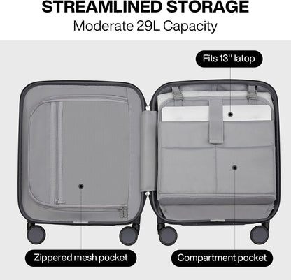 mixi Underseat Carry on Luggage 16 Inch Hardshell PC Suitcase with Spinner Wheels TSA Lock for Travel, Rock Gray