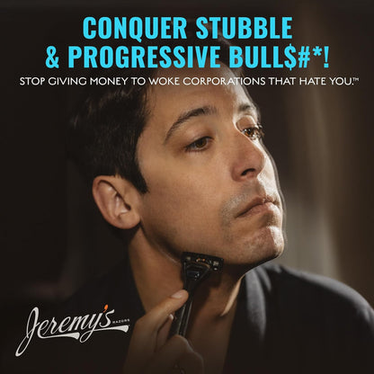 Jeremy's Razors for Men: Sprint 3 Blade Razor - Stainless Blades, Lubricating Strip, Precision Trimmer - Men's Shaving Essentials Kit, Travel Shaver Face Body Head Shavers (1 Razor 1 Cartridge)