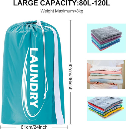 Sylfairy 2 Pack XL Laundry Bag with Strap,Heavy Duty Travel Laundry Bag,Rip-Stop Dirty Clothes Shoulder Bag with Drawstring,Easy Fit a Laundry Hamper or Basket Travel Essentials