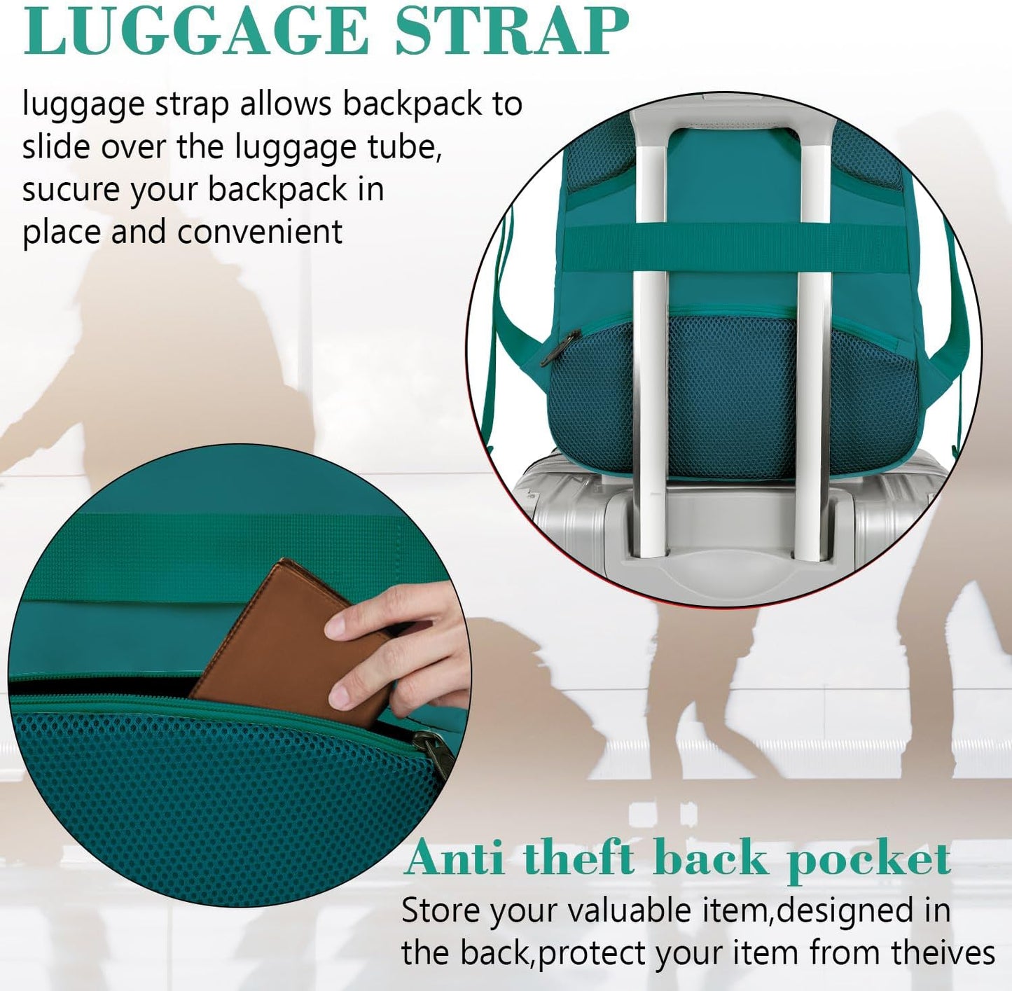 MATEIN Slim Laptop Backpack, Anti Theft 15.6 inch Computer Travel Backpack with USB Charging Port for Work College, Sturdy Water Resistant Daily Rucksack Bag Gifts for Men & Women, Peacock Blue