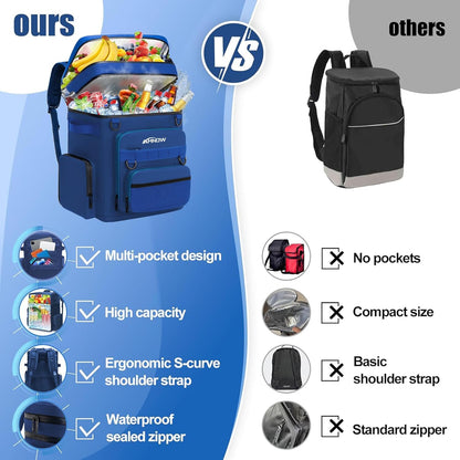 Backpack Cooler Insulated Leak Proof for Men Women 50 Cans Soft Cooler Backpack Insulated Waterproof Large Capacity Coolers Bag Portable for Lunch Camping Travel Picnic Hiking