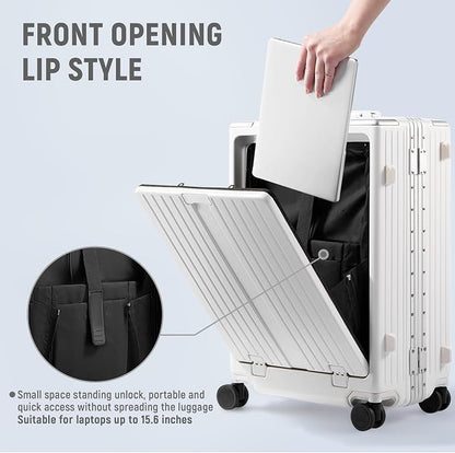 UrbanExplorer 24 Inch Check-In Aluminum Frame Luggage, ABS+PC Hard Shell - Image 4