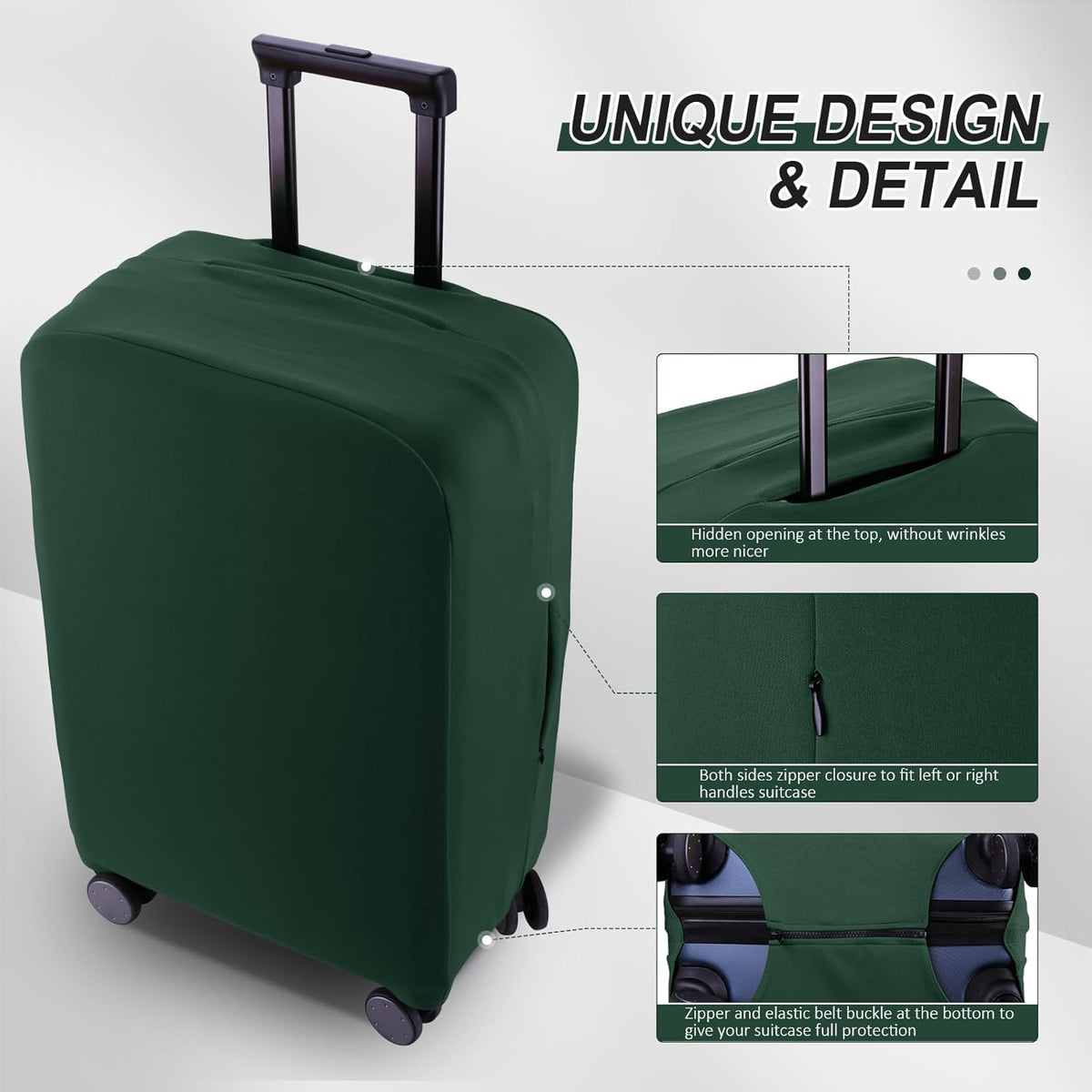 Travel Luggage Cover Suitcase Protector Scratch-Resistant Fit 19-31 Inch Suitcase, Not Included Suitcase (Avocado Green, S(19-21 inch))
