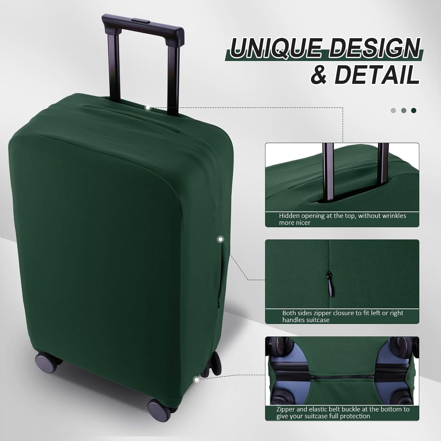 Travel Luggage Cover Suitcase Protector Scratch-Resistant Fit 19-31 Inch Suitcase, Not Included Suitcase (Avocado Green, M(24-25 inch))