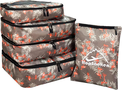 5 Set Packing Cubes for Travel Large Suitcase Luggage Organizer Bags Travel Accessories Vacation 4 Cubes 1 Laundry Pouch Bag