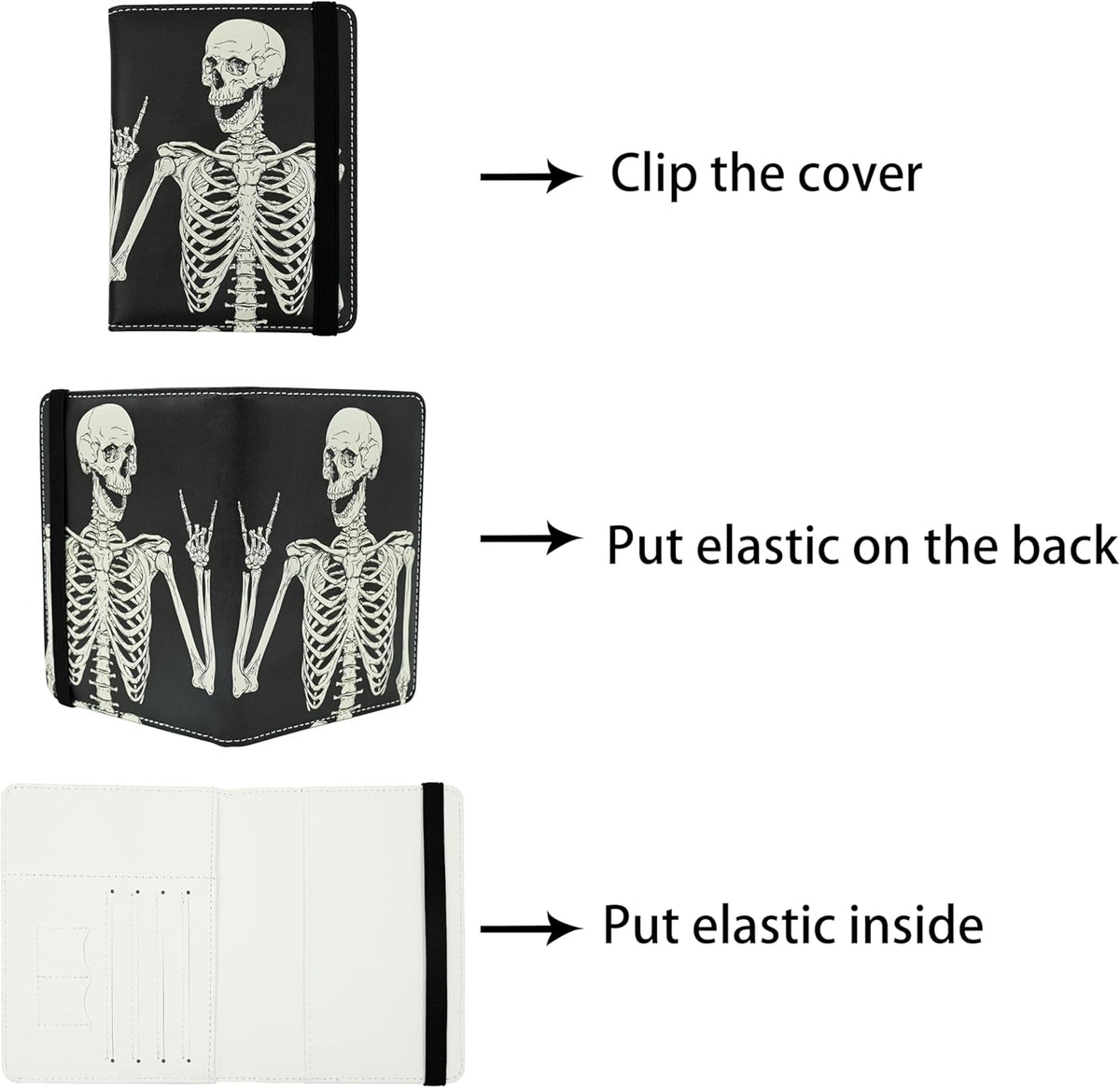 OK Skull Passport Holder for Women and Men PU Leather Passport Cover for Travel