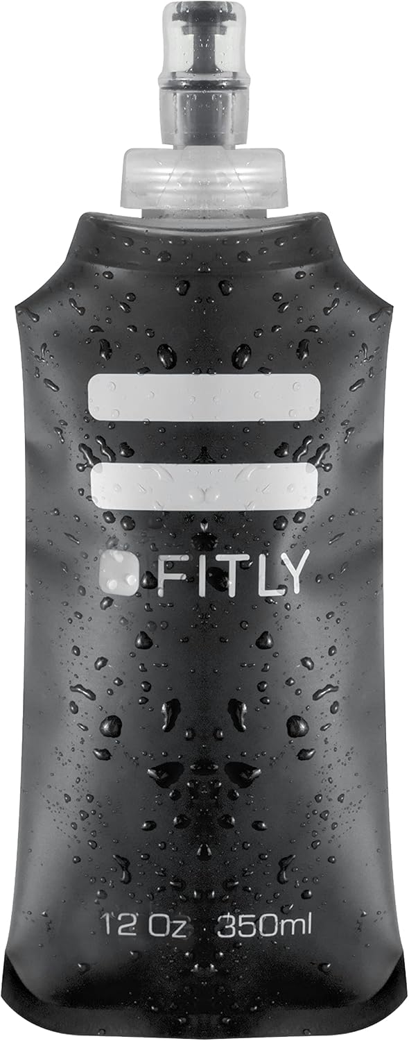 FITLY Soft Flask - Shrink As You Drink Soft Water Bottle for Hydration Pack - Folding Water Bottle Ideal for Running, Hiking, Cycling, Climbing & Rigorous Activity