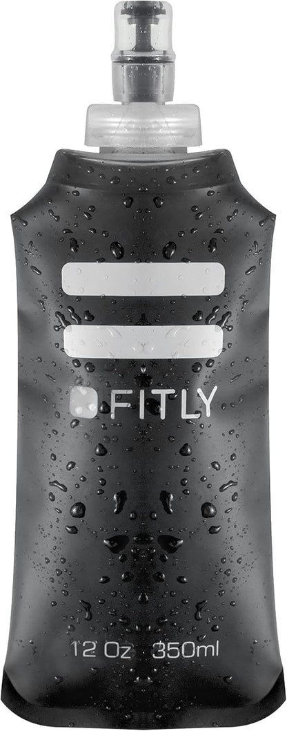 FITLY Soft Flask - Shrink As You Drink Soft Water Bottle for Hydration Pack - Folding Water Bottle Ideal for Running, Hiking, Cycling, Climbing & Rigorous Activity