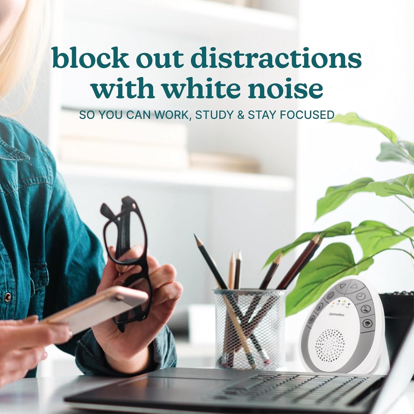 Homedics Rejuvenate Traveler White Noise Sound Machine, Portable Sound Machine with 4 Relaxing Sounds for Travel, Home, Nursery and Office, Auto Off Timer