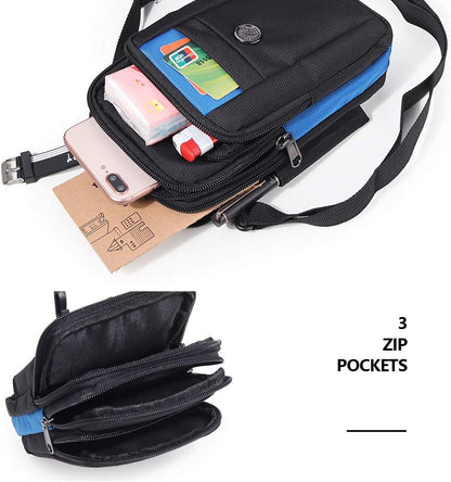 Senient Wolf Waterproof Nylon Multifunctional Phone Crossbody Bag - Small One Shoulder Waist Bag Wallet Travel Passport Case