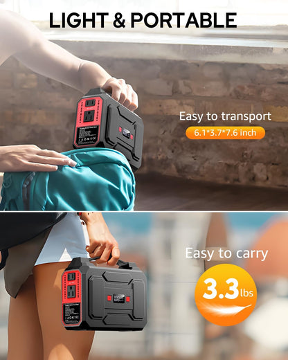 Apowking 146Wh Portable Power Station Bank 200W Peak(100W Rated) Solar Powered Power Bank with AC Outlet 110V, 39600mAh, USB QC3.0 Fasting Charging, LED Flashlights for Home Camping Emergency