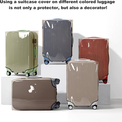 Explore Land Clear Luggage Cover Tough Protector Fits for 27-29 Inches Suitcase for Travel Airplane (PVC Gray, L)