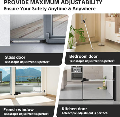 2 Pack Door Security Bar & Sliding Patio Door Lock Bar – Heavy Duty Adjustable Door Stopper for Home, Apartment, Hotel Travel – No Tools Needed, Fits Hinged & Sliding Doors, Iron Construction