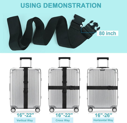 2Pcs Luggage Straps for Suitcase Travel Accessories TSA Approved, 80In Long Belts to Keep Your Suitcase Secure, Adjustable Bag Straps with Quick-Release Buckle for Travel Bag Closure, Rose