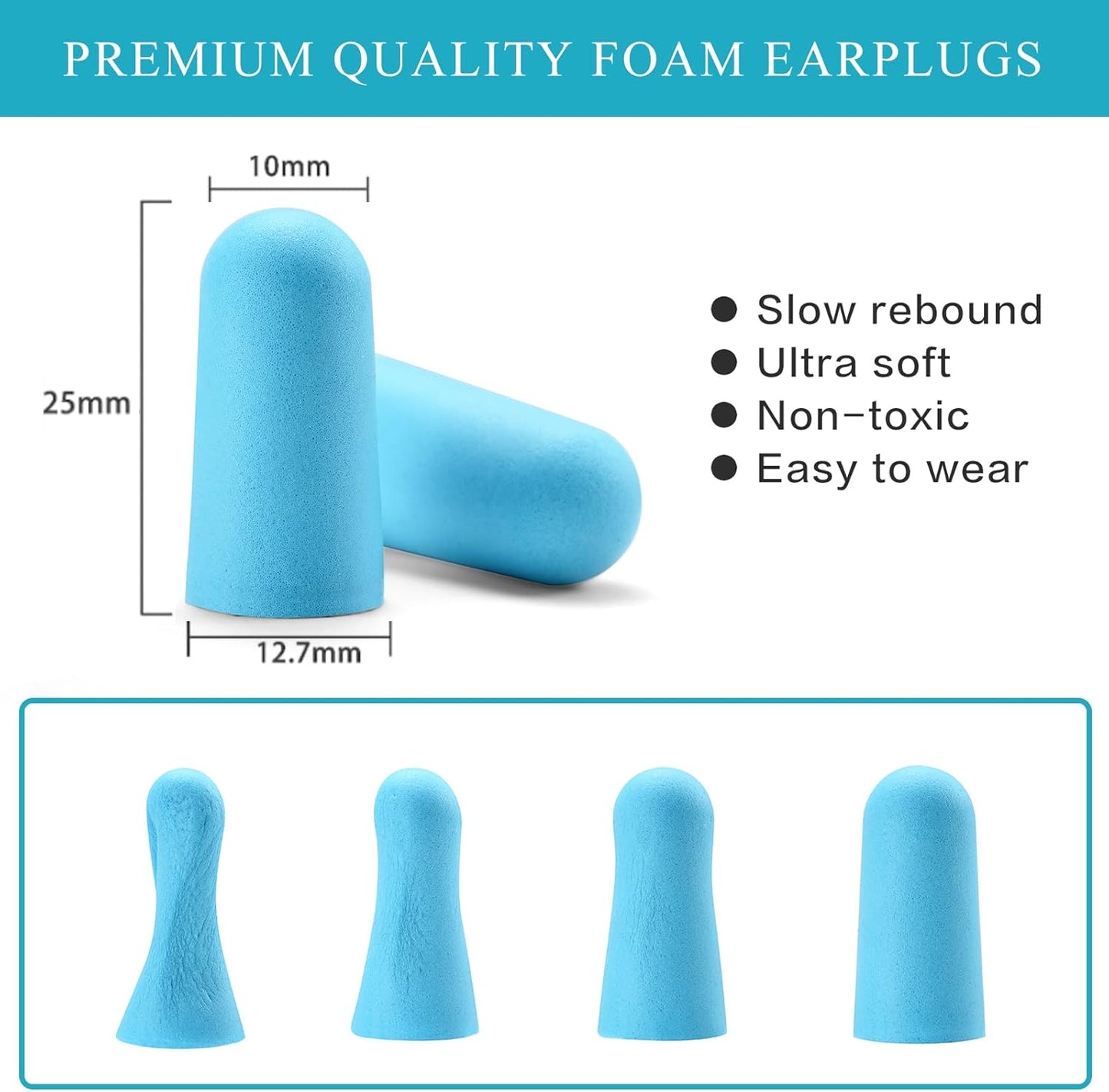 30Pair Soft Foam EarPlugs, 32dB Disposable Sound Blocking Noise Cancelling Ear Plugs for Sleeping/Concerts Loud Music/Shooting Guns/Work Construction, Hearing Safety Protection (Blue)