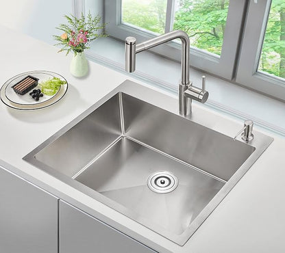 POPFLY 25×18 Inch Drop in Kitchen Sink, 18 Guage Stainless Steel 9 Inch Deep - Image 2