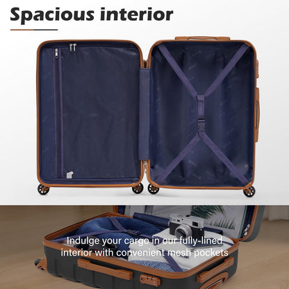 Coolife Luggage 4 Piece Set Suitcase Spinner Hardshell Lightweight TSA Lock (family set-blue1)