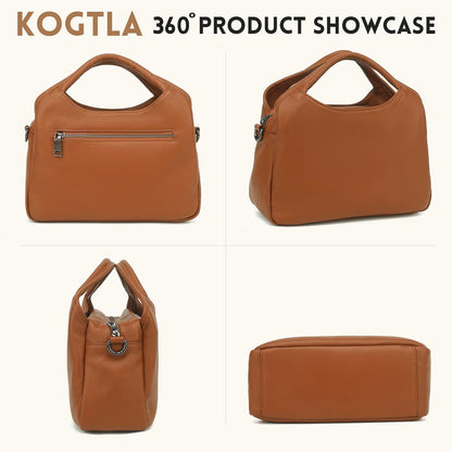 KOGTLA Genuine Leather Purses for Women, Crossbody Shoulder Bags with Top-Handle, Tote Satchel Handbags
