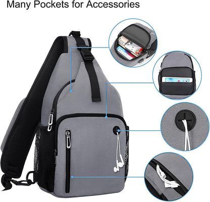 MOSISO Sling Backpack Bag, Crossbody Shoulder Bag Travel Hiking Daypack Chest Bag with Front Square Pocket&USB Charging Port