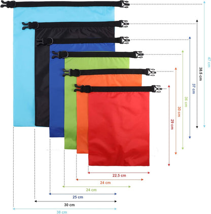 Shappy Waterproof Dry Bag Set 6 Sizes Lightweight Sacks and Long Adjustable Shoulder Strap Outdoor Water Proof Keep Gear Dry Bag Stuff Sacks for Backpacking, Boating, Hiking, Camping