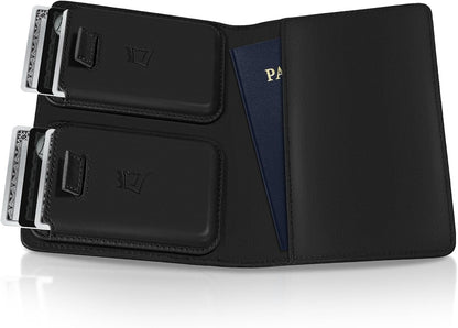 Kings Loot Passport Holder Wallet | RFID Protected Leather Travel Wallet with Built-in Trackable Holder | Holds 1-6 Cards & Passport | Slim & Stylish Wallets (Onyx Black)
